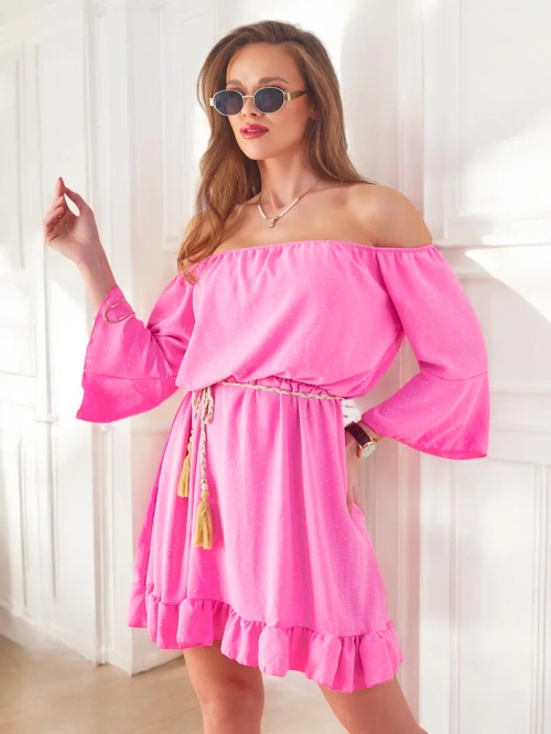 Royalfashion Жіноче міні-сукня іспанського стилю з довгими рукавами та стразами