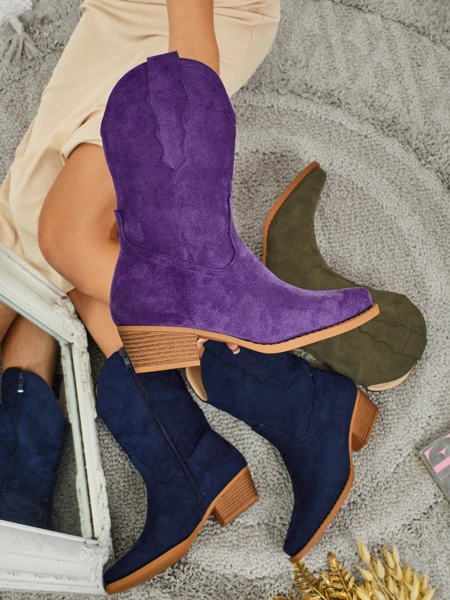 Dámské kovbojské boty eko semišové SpireHush