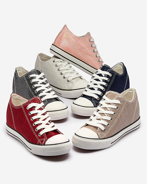 Червоні жіночі кеди на прихованому якорі з блискучою ниткою Seggat- Footwear