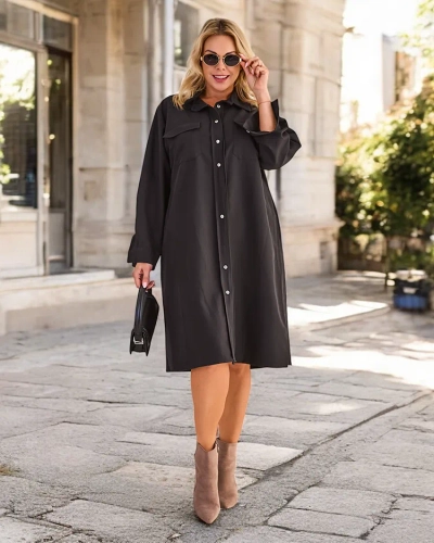 Dámské látkové šaty Royalfashion s knoflíky VELIKOST XXL