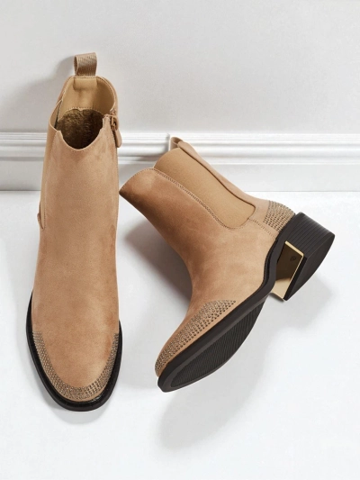 Dámské kotníkové boty eko semišové zdobené zirkony TangleMist