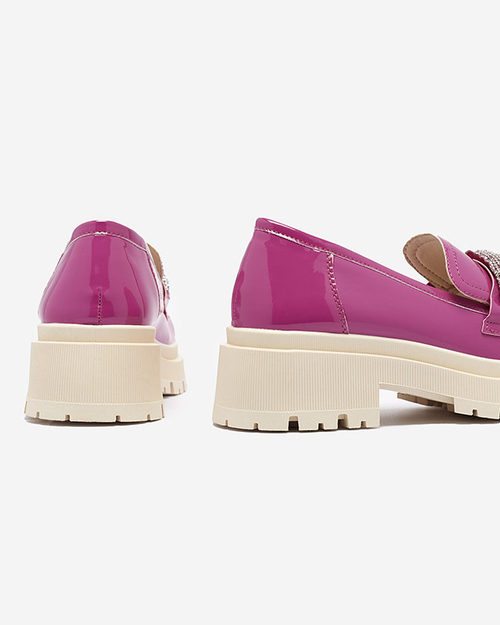Лаковані жіночі мокасини кольору фуксії з орнаментом Averado-Footwear