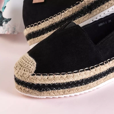 OUTLET Černé dámské espadrilky na platformě Molandia - Boty