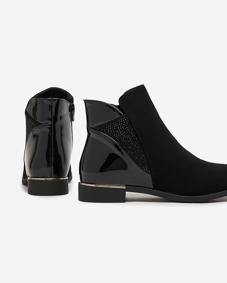 Royalfashion Černé dámské kozačky se zirkony Overlissa