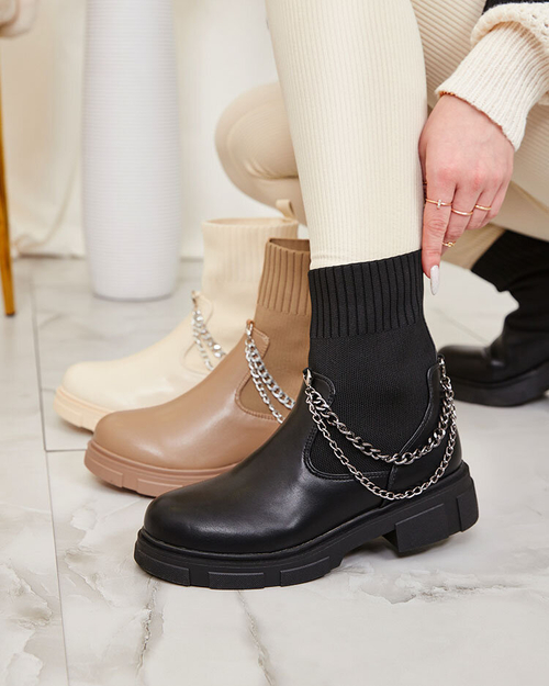 Чоботи жіночі чорні з верхом a'la sock Foldaf- Footwear