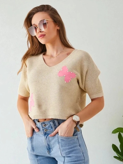 Royalfashion Жіночий короткий Светр з Бабочками