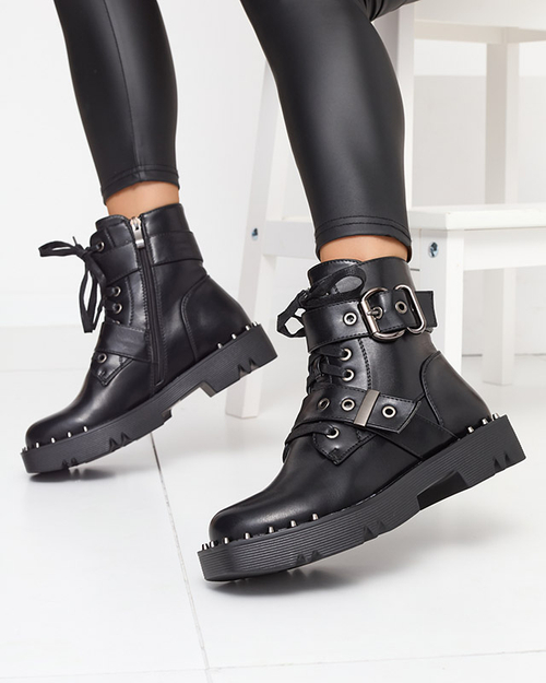 Чоботи жіночі чорні утеплені з орнаментом Erita - Взуття