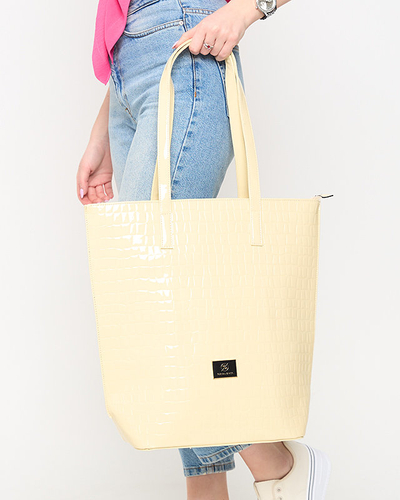 Dámská lakovaná shopper taška s ecru ražbou - Příslušenství