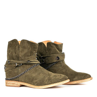 Zelené kovbojské boty na vnitřním klínku Salem - Obuv