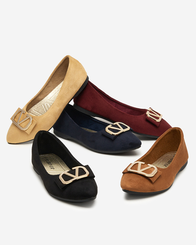 Dámské černé baleríny s ozdobou na špičce Cavo - Obuv