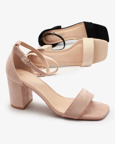 Жіночі босоніжки на низькій шпильці Royalfashion світло-рожевого кольору Helrem