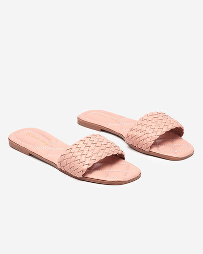 Dámské růžové pantofle s copánkovým pruhem Cocota - Obuv