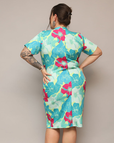 Royalfashion Dámské šaty z květované látky PLUS SIZE