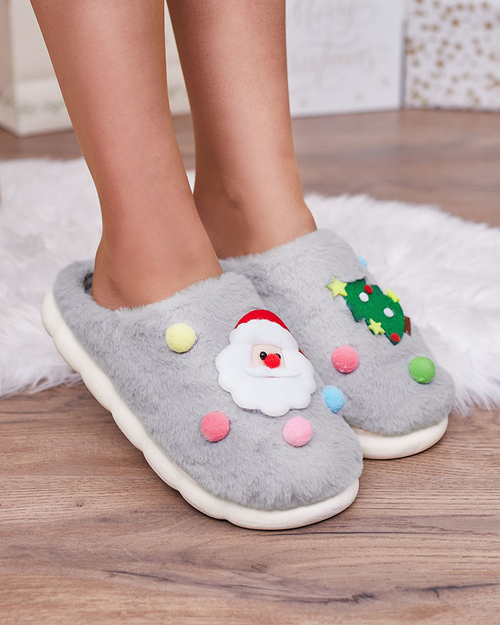 Різдвяні жіночі капці Royalfashion сірі Fertemse