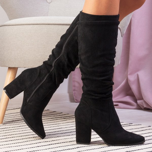 Чоботи чорні на високій стійці Ambra - Взуття