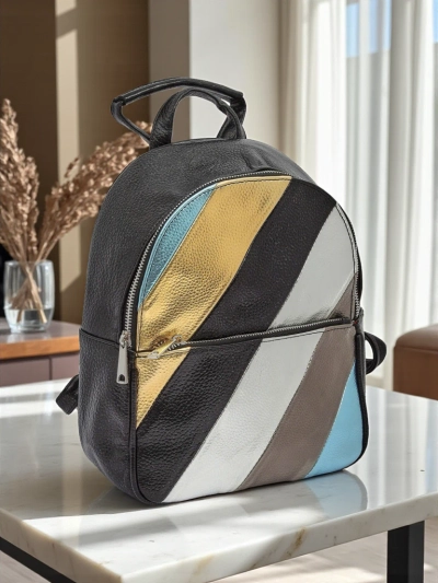 Royalfashion Жіночий рюкзак із екошкіри зі смужками Metallic Stripes