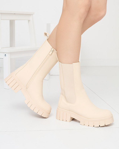 Dámské krémové vysoké zateplené kozačky Otika - Obuv