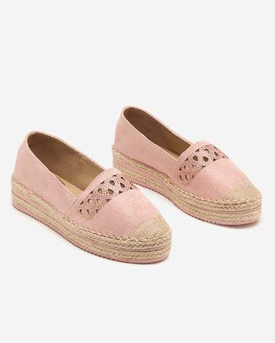 OUTLET Růžové dámské slip on espadrilky s kubickou zirkony Wexy - Boty