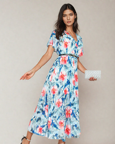 Royalfashion Жіноча плісирована квіткова сукня міді