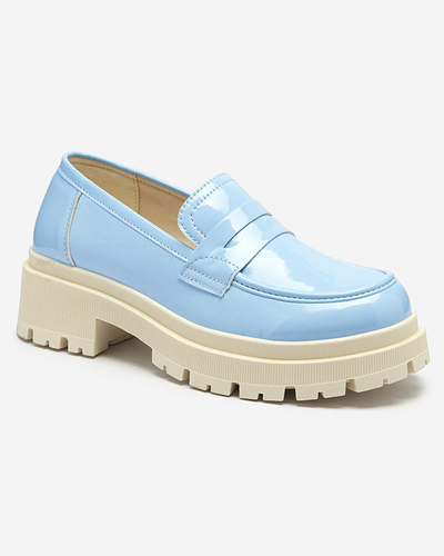 Royalfashion Modré lakované mokasíny pro ženy Noppel
