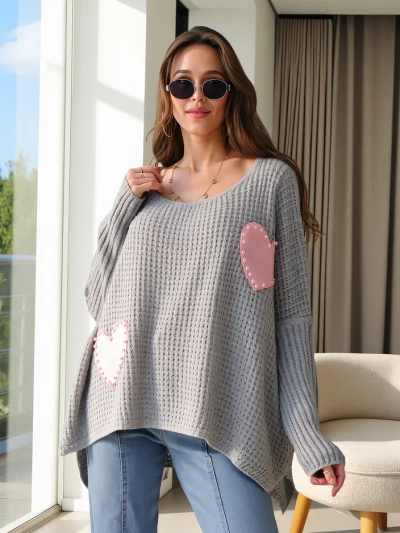 Royalfashion Dámský akrylový svetr srdcového vzoru Oversize