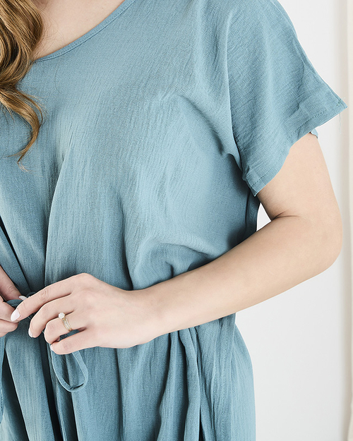 Бірюзова жіноча сукня оверсайз довжини міді - Одяг