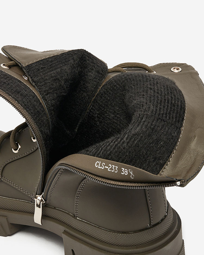 Royalfashion Жіночі черевики на шнурівці кольору хакі Cefitity