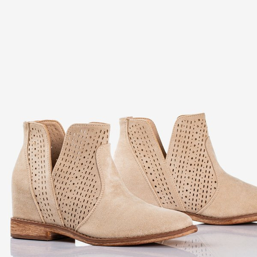 Бежеві чоботи на закритому клиновому каблуці ковбой Бесіс - Взуття 1