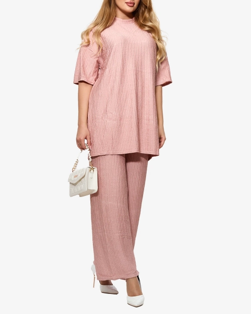 Жіночий ребристий комплект рожевого кольору - Одяг
