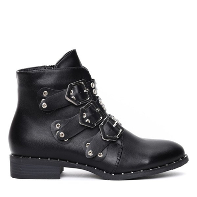 Czarne workery z trzema paskami Amaris- Obuwie