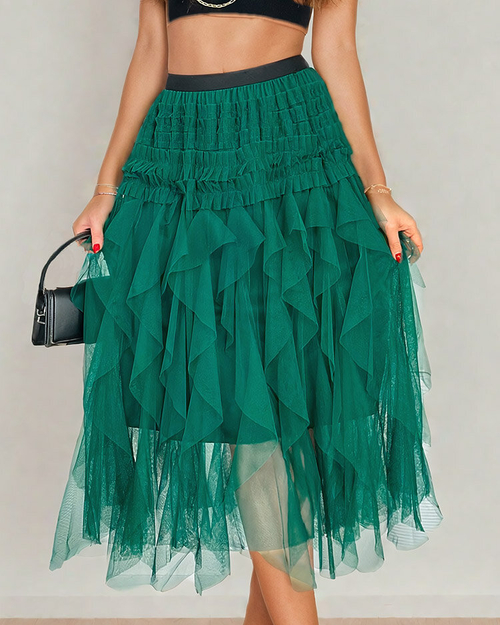 Royalfashion Жіноча двошарова спідниця міді