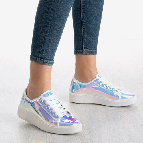 Білі голографічні кросівки на платформі Insane - Взуття 1