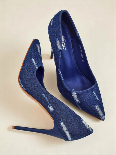 Royalfashion Dámské lodičky na jehlovém podpatku Denim Chic