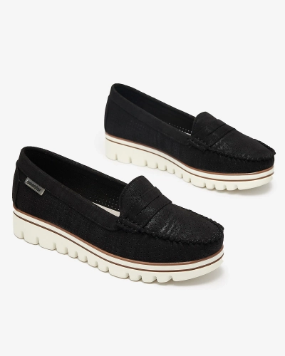 Чорні жіночі мокасини з блискучим покриттям Metiga - Взуття