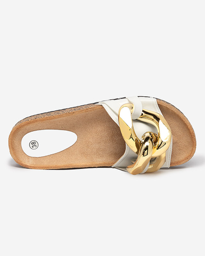 Dámské bílé pantofle se zdobením Sofig-Footwear
