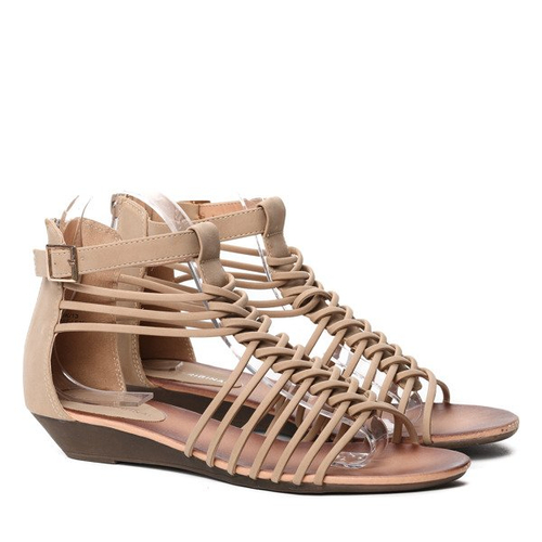 Бежеві босоніжки на низькому каблуці зі штучної шкіри Uasswerra - Взуття