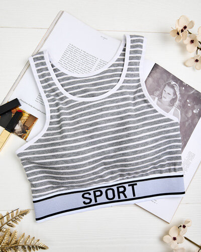 Royalfashion Dámská pruhovaná sportovní podprsenka