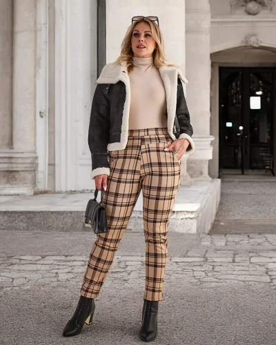 Royalfashion Zateplené dámské tegínové kalhoty PLUS SIZE