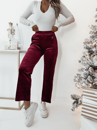 Royalfashion Tmavě hnědé manšestrové kalhoty pro ženy