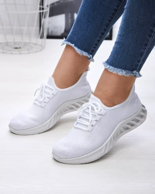 Жіночі тканинні спортивні кросівки білого кольору Acarfi-Footwear