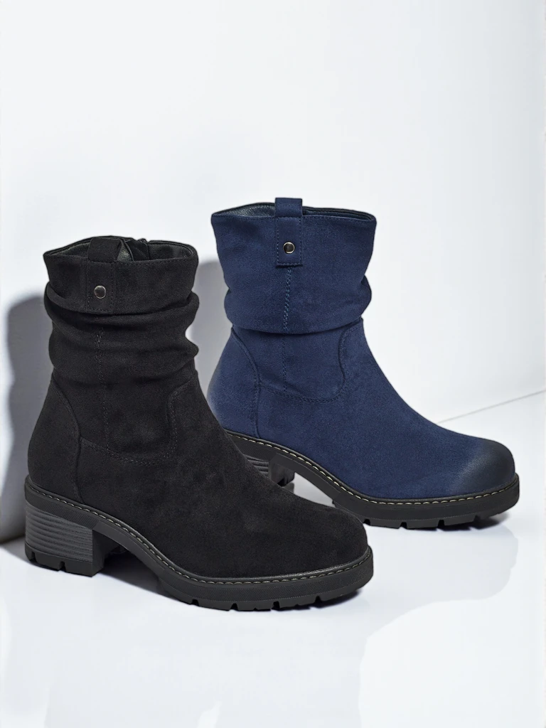 Vyšší dámské kotníkové boty z eko semiše Carmine