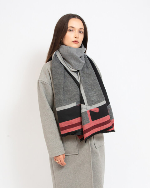 Royalfashion Šedorůžová dámská lehká šála s potiskem