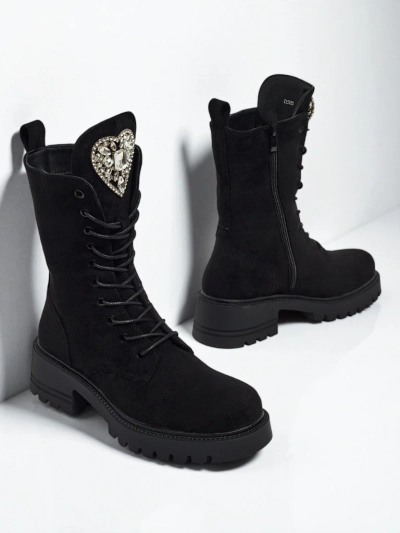 Eko zamszowe sznurowane botki damskie Emelune