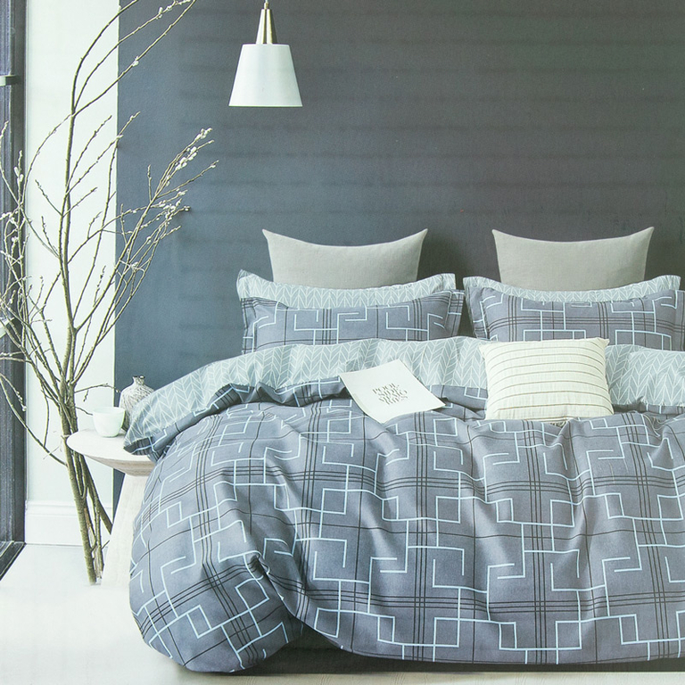 Povlečení z modré a fialové bavlny 160x200 4dílná sada - povlečení