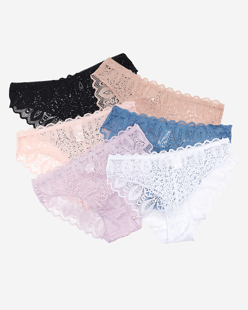 Комплект одноколірних мереживних жіночих трусиків 6 шт. - Нижня білизна