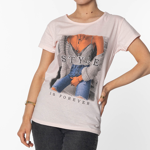 Рожева жіноча футболка з принтом