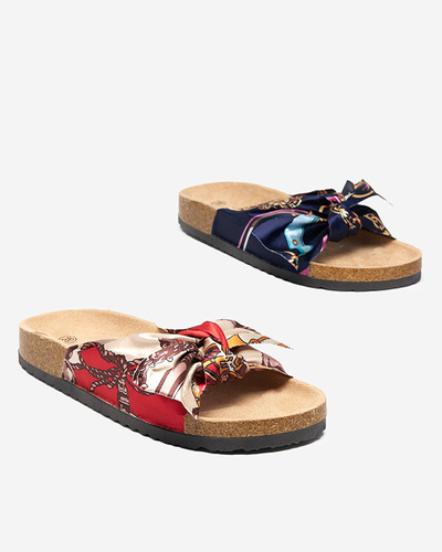 Dámské červené pantofle s módním látkovým svrškem Laneso - Footwear