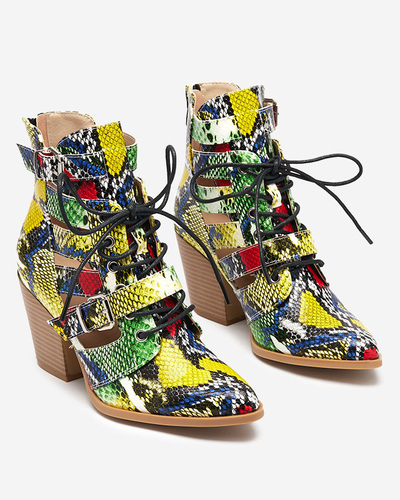 Зелено-жовті чоботи на стовпі з тисненням Adolic- Footwear