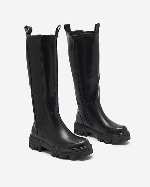 Жіночі ботфорти з екошкіри чорного кольору Ohirca- Взуття