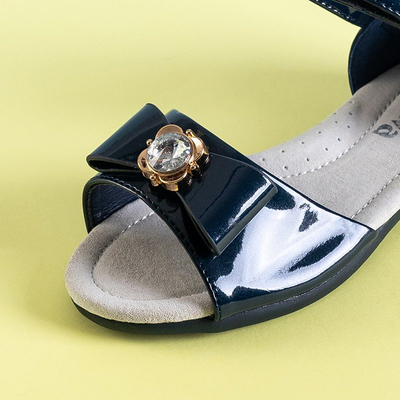 OUTLET Dětské tmavě modré sandály s mašlí Albina - Obuv